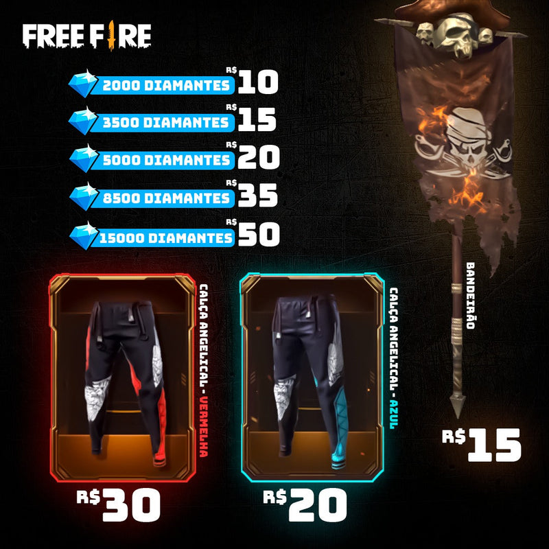 Free Fire Diamantes e codiguins - Envio do código por email